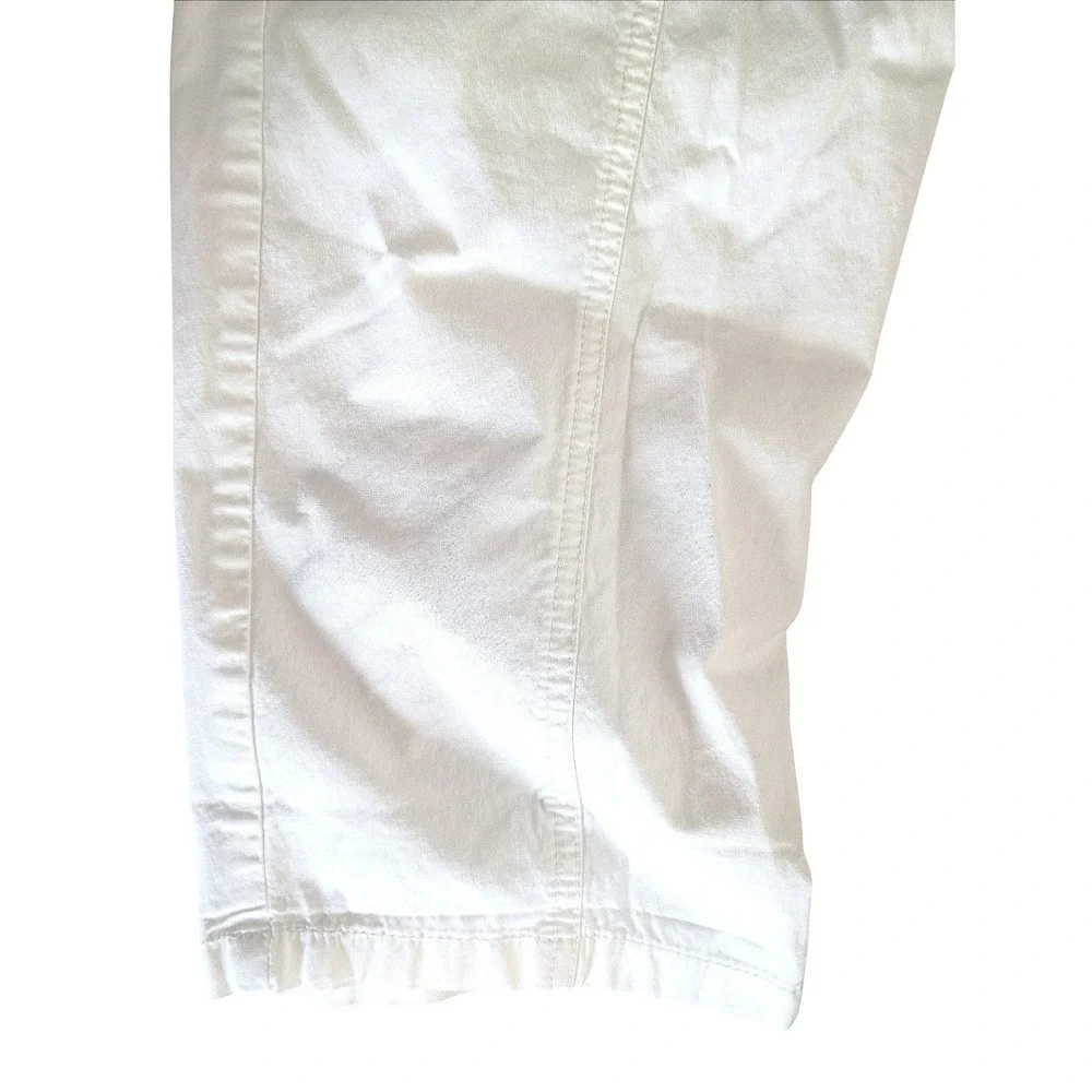 Chico's White Roll Tab Cropped Pants Size 3/US 16 Regular Elastic Waist Cotton